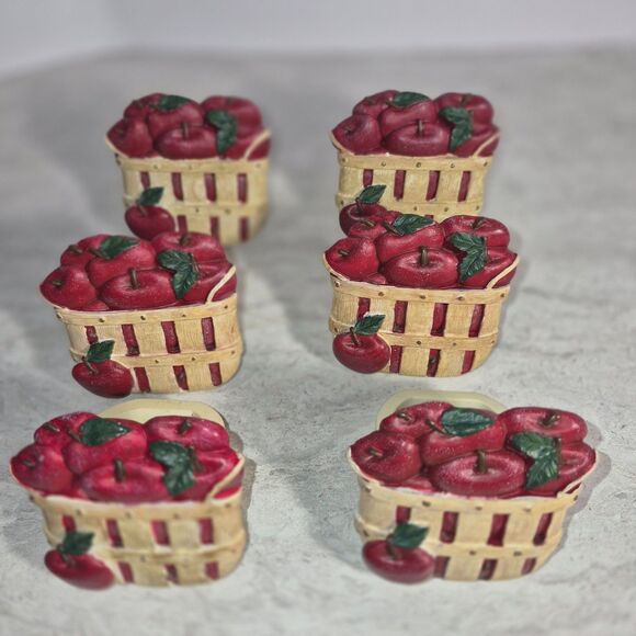 Unbranded Other - 6 Vintage Napkin Ring's Apple's in a Basket.